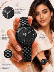 LOOKHAA Women Round Dial & Stainless Steel Bracelet Style Straps Analogue Watch lookhaa
