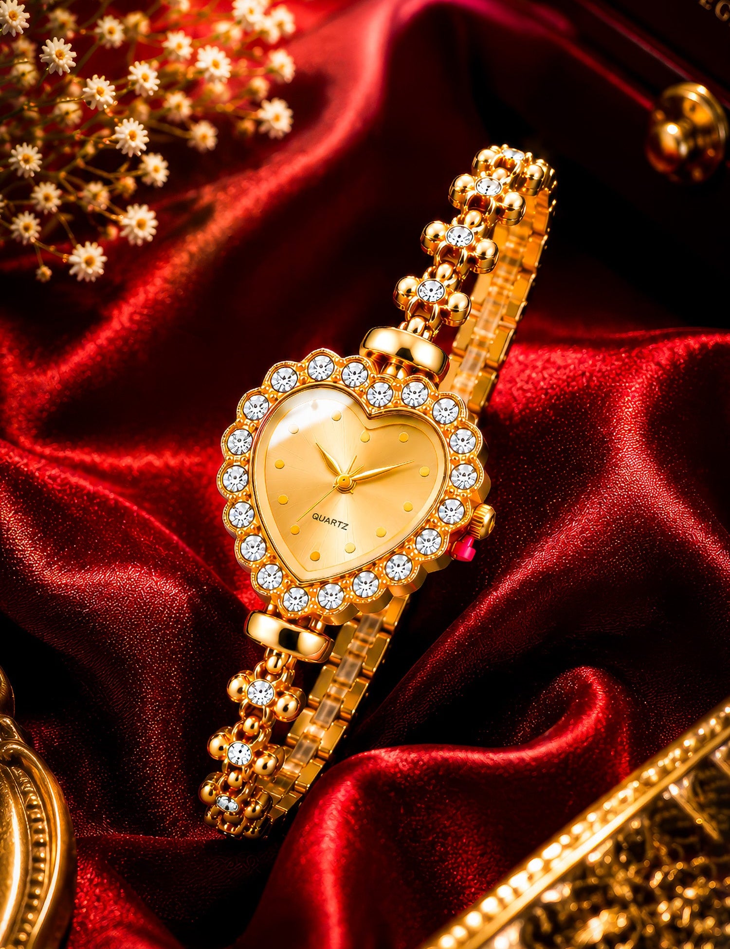 LOOKHAA Women's Heart Shape Crystal Bracelet Analog Watch lookhaa