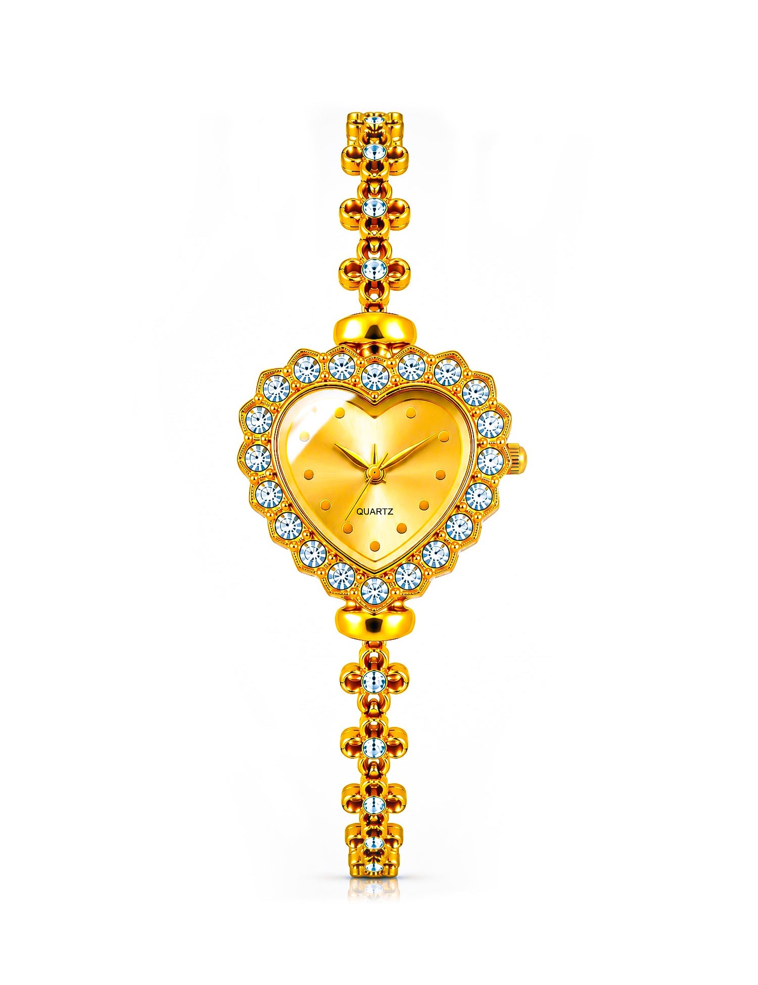 LOOKHAA Women's Heart Shape Crystal Bracelet Analog Watch lookhaa