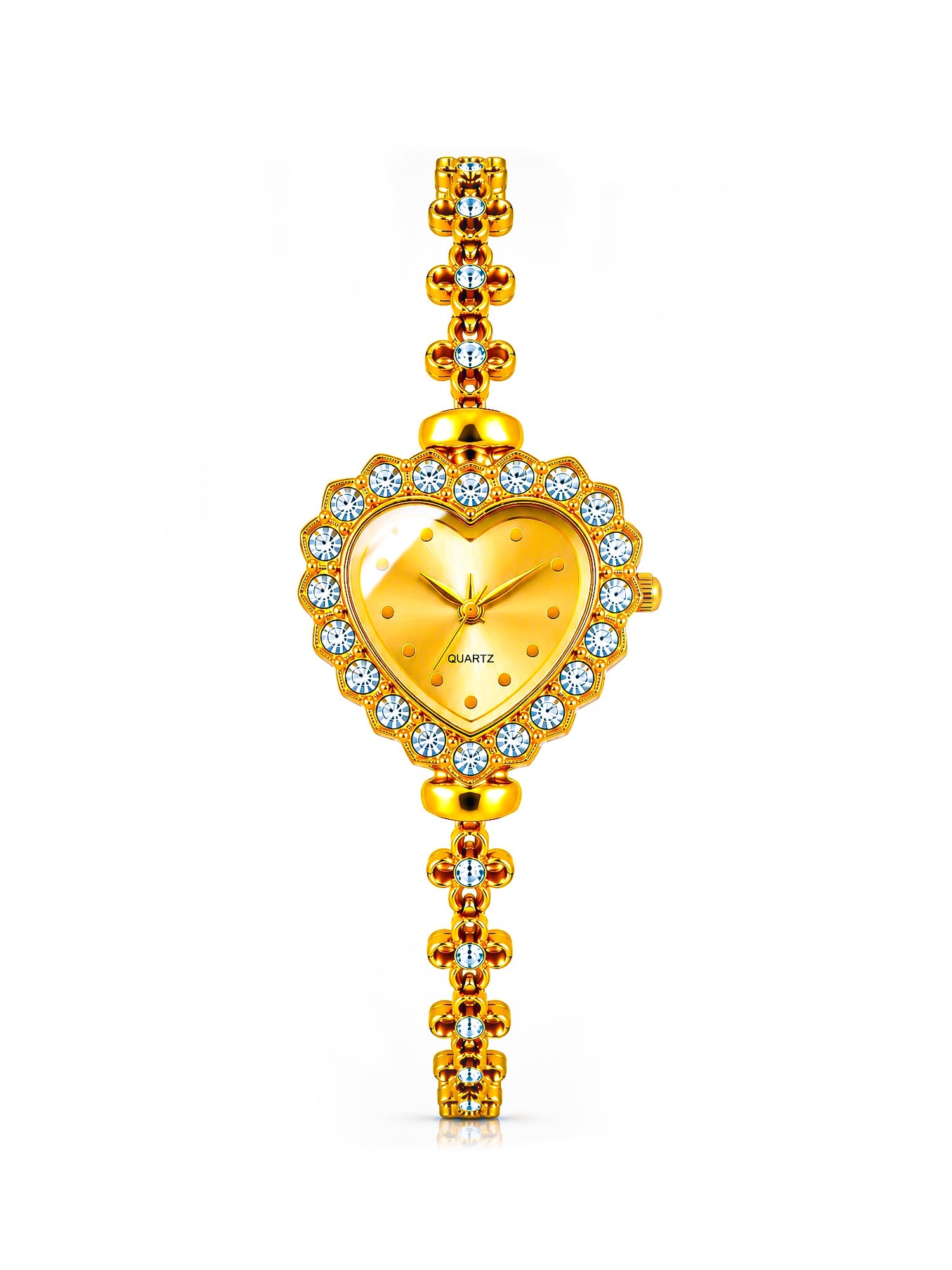LOOKHAA Women's Heart Shape Crystal Bracelet Analog Watch lookhaa