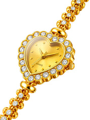 LOOKHAA Women's Heart Shape Crystal Bracelet Analog Watch lookhaa