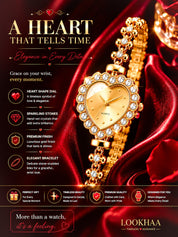 LOOKHAA Women's Heart Shape Crystal Bracelet Analog Watch lookhaa