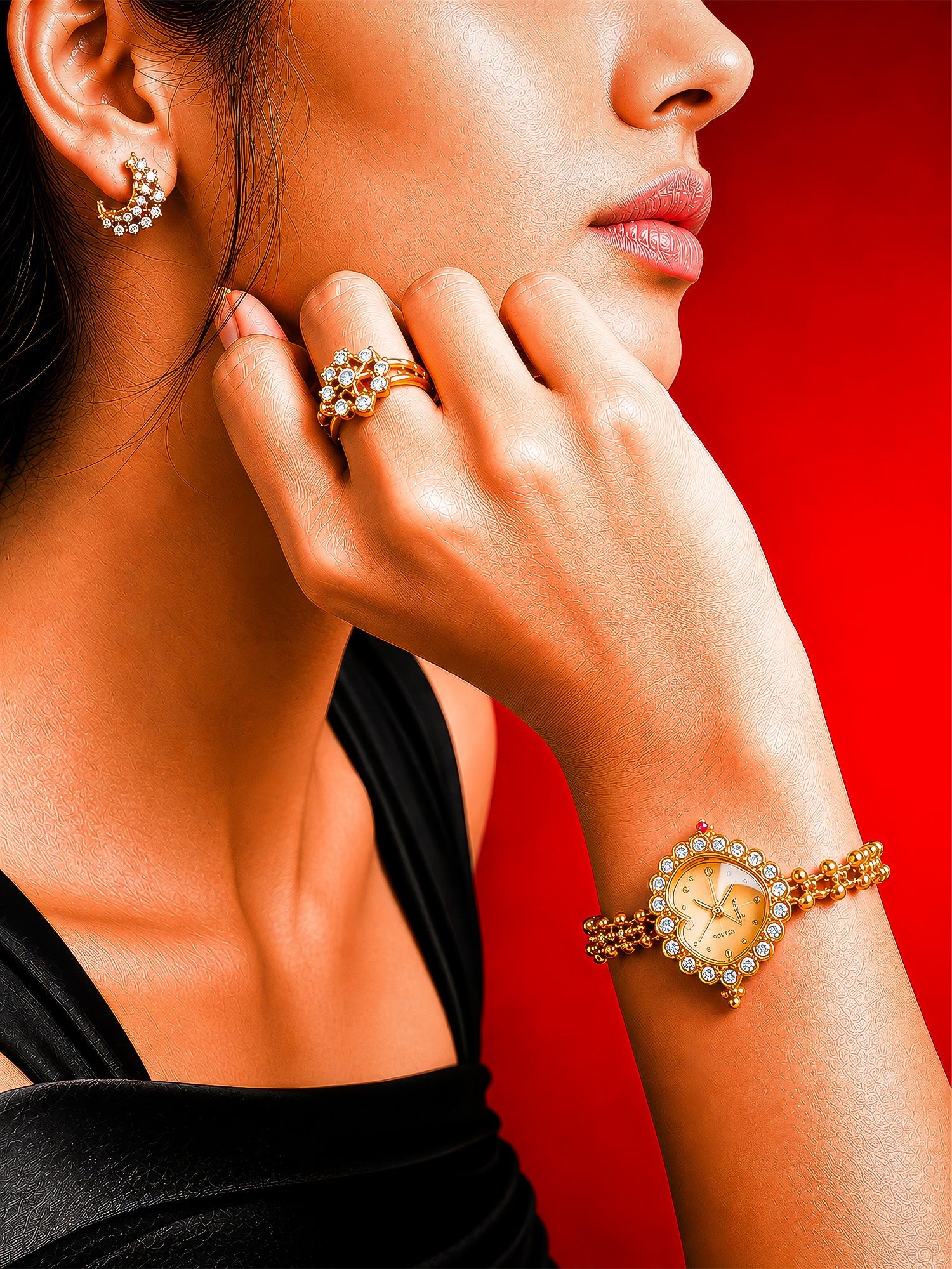 LOOKHAA Women's Heart Shape Crystal Bracelet Analog Watch lookhaa