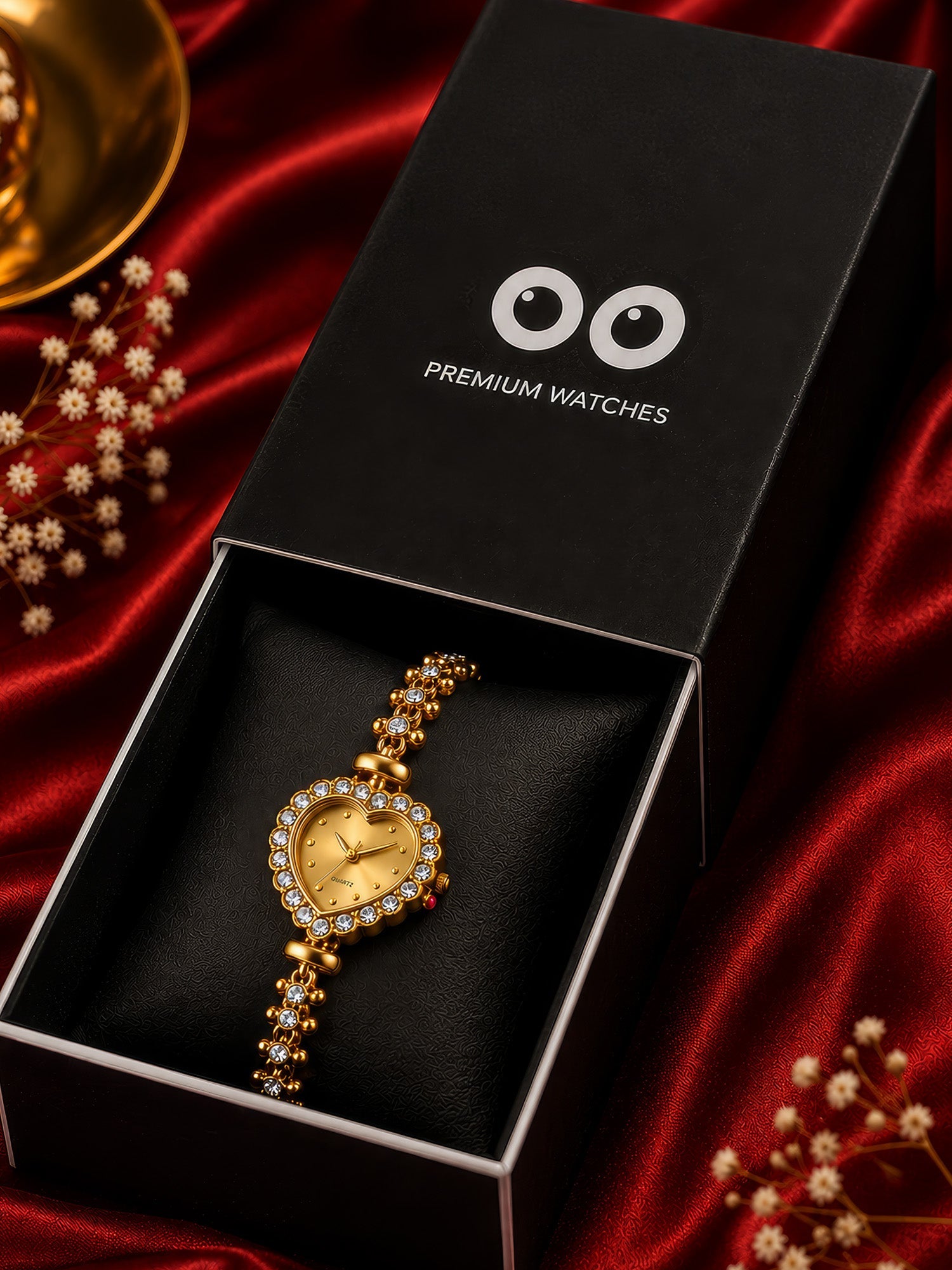 LOOKHAA Women's Heart Shape Crystal Bracelet Analog Watch lookhaa