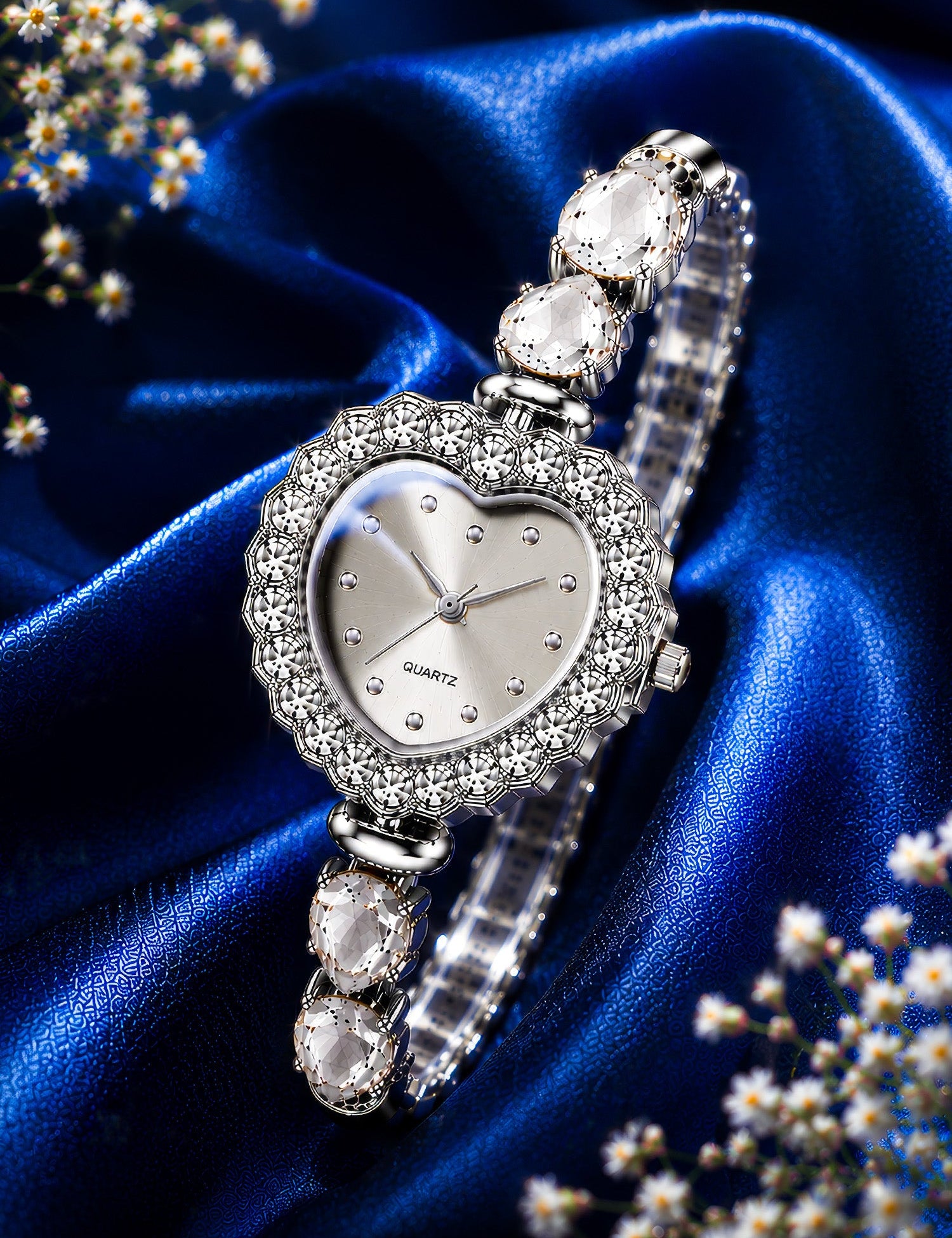 LOOKHAA Women's Heart Shape Crystal Bracelet Analog Watch lookhaa