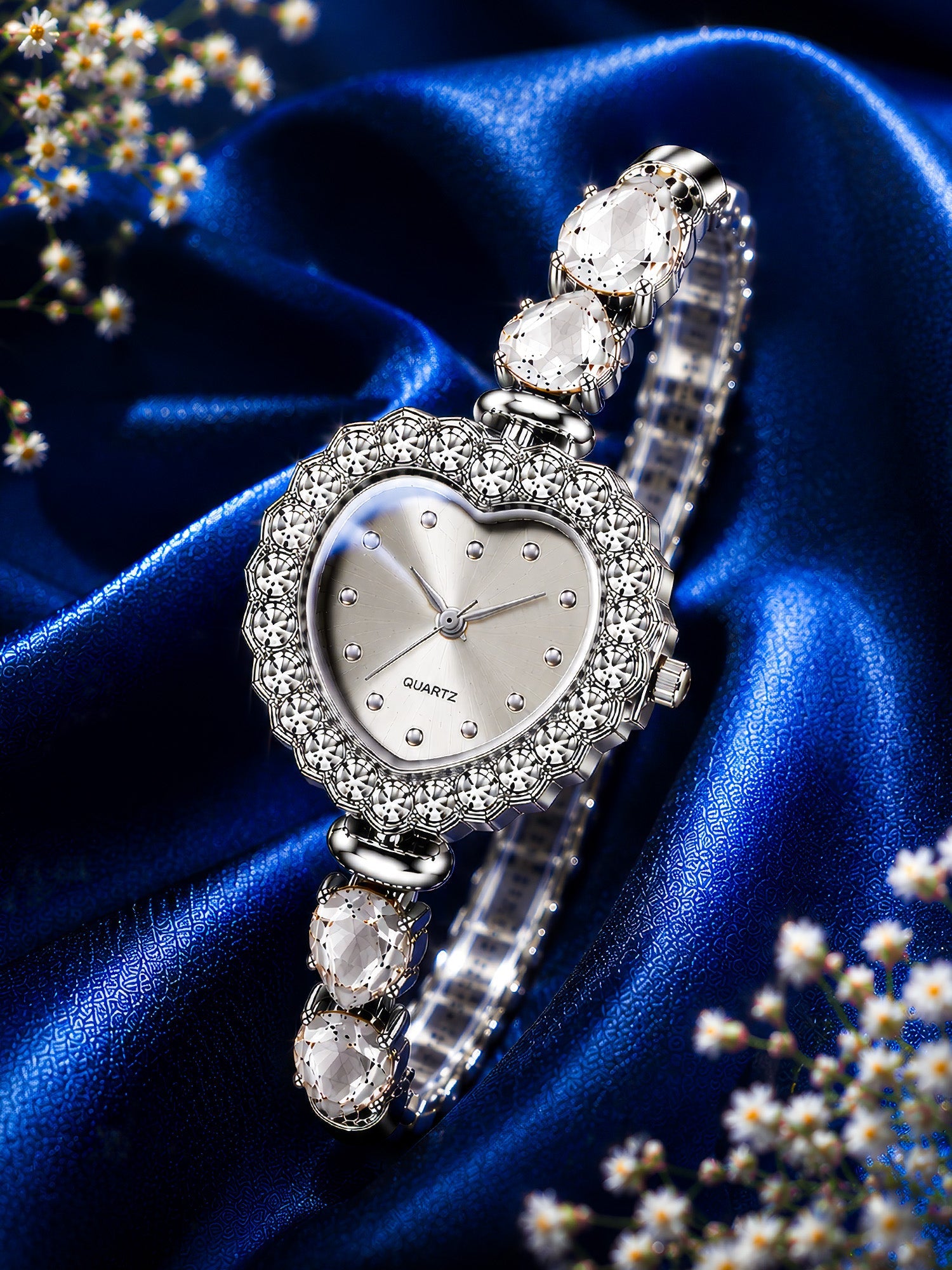 LOOKHAA Women's Heart Shape Crystal Bracelet Analog Watch lookhaa