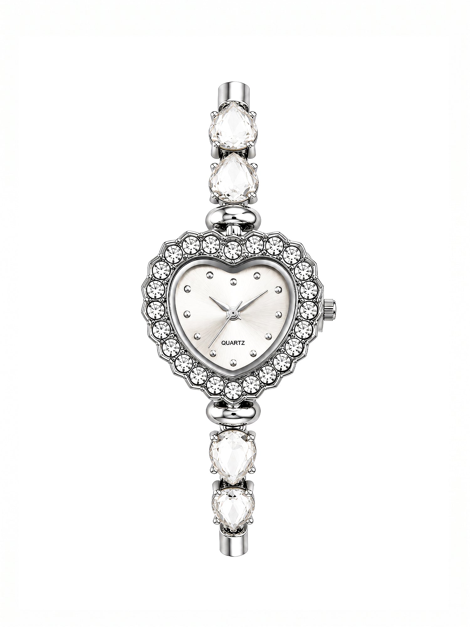 LOOKHAA Women's Heart Shape Crystal Bracelet Analog Watch lookhaa