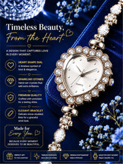 LOOKHAA Women's Heart Shape Crystal Bracelet Analog Watch lookhaa