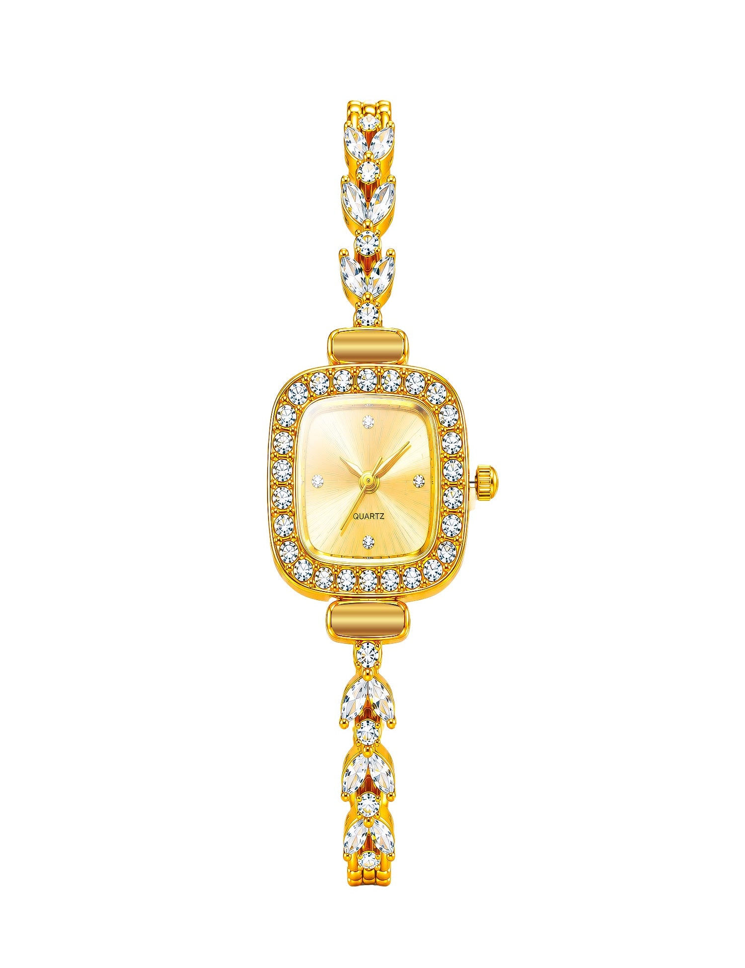LOOKHAA Women's Gold Square Dial Crystal Bracelet Analog Watch lookhaa