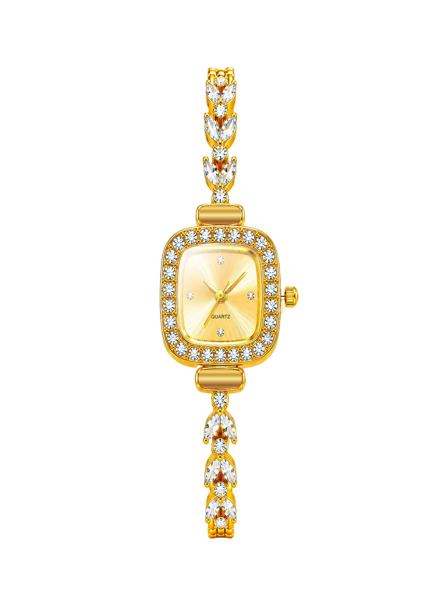 LOOKHAA Women's Gold Square Dial Crystal Bracelet Analog Watch lookhaa