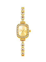LOOKHAA Women's Gold Square Dial Crystal Bracelet Analog Watch lookhaa