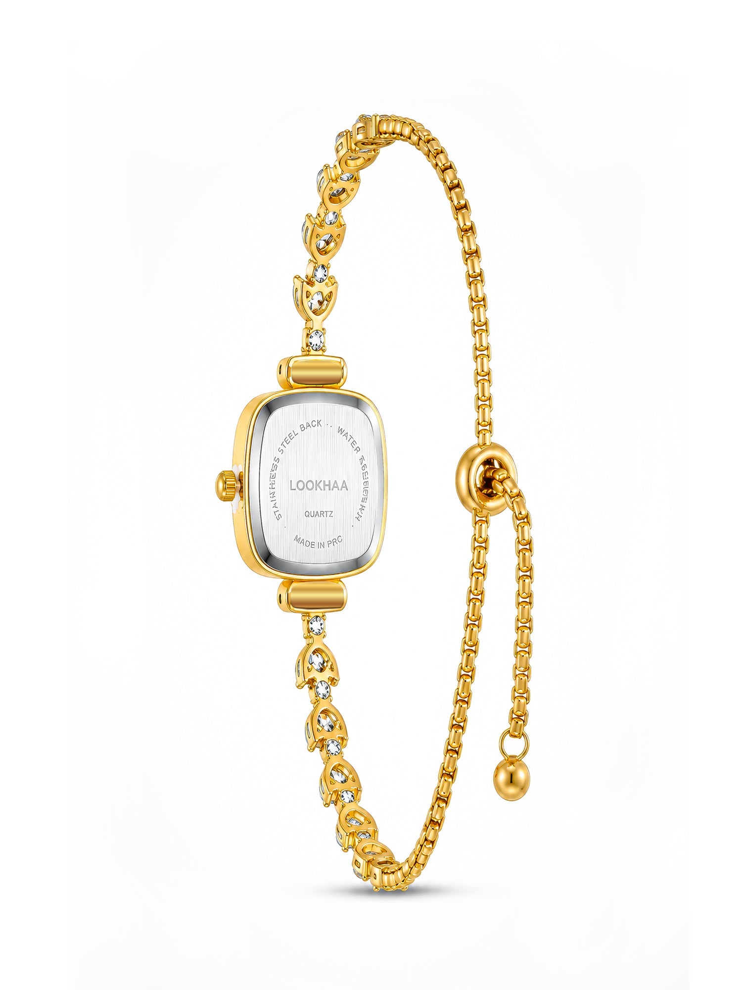 LOOKHAA Women's Gold Square Dial Crystal Bracelet Analog Watch lookhaa