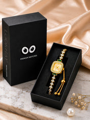 LOOKHAA Women's Gold Square Dial Crystal Bracelet Analog Watch lookhaa