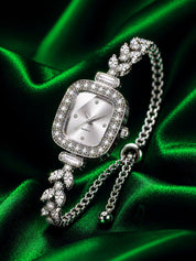 LOOKHAA Women's Silver Square Dial Crystal Bracelet Analog Watch lookhaa