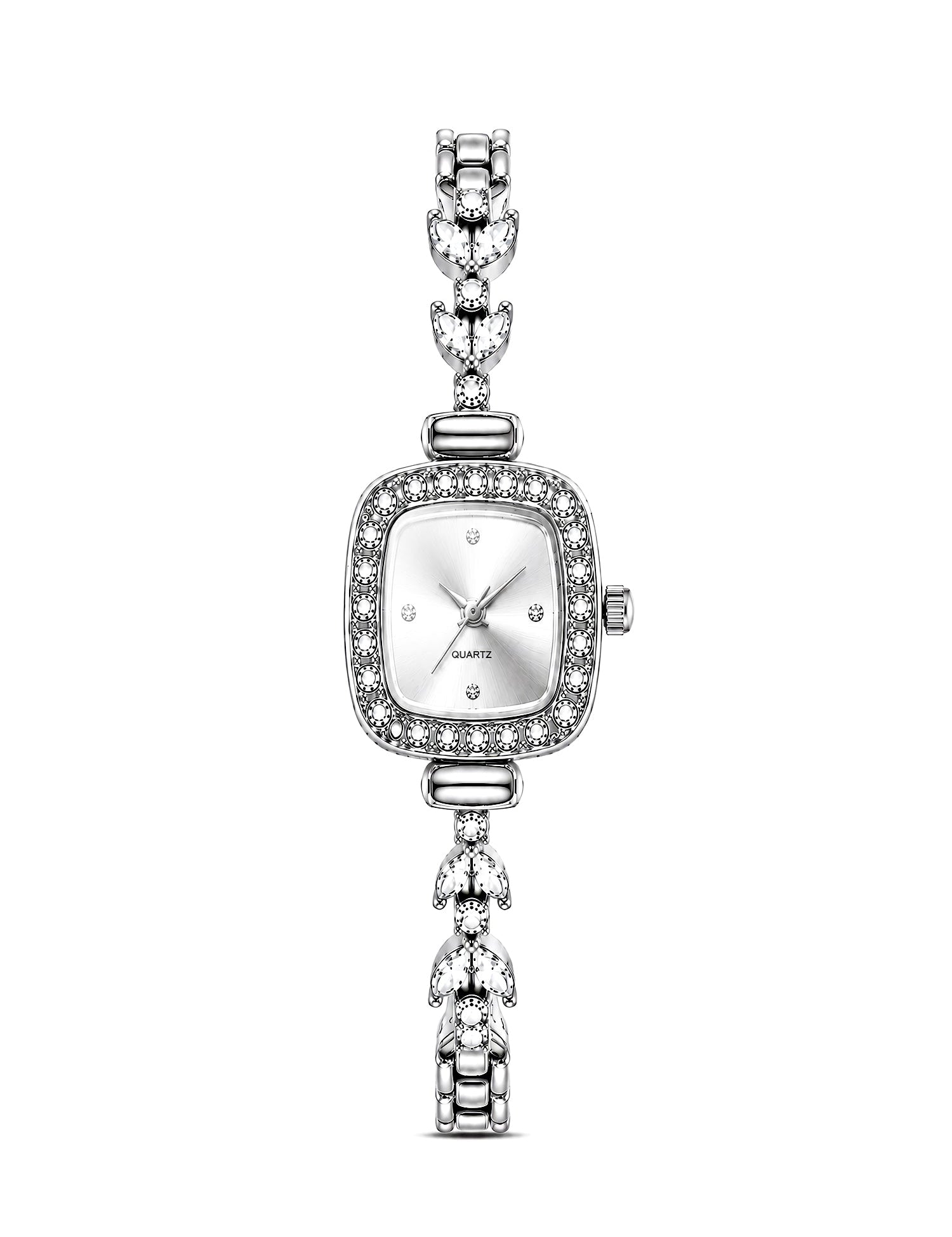 LOOKHAA Women's Silver Square Dial Crystal Bracelet Analog Watch lookhaa
