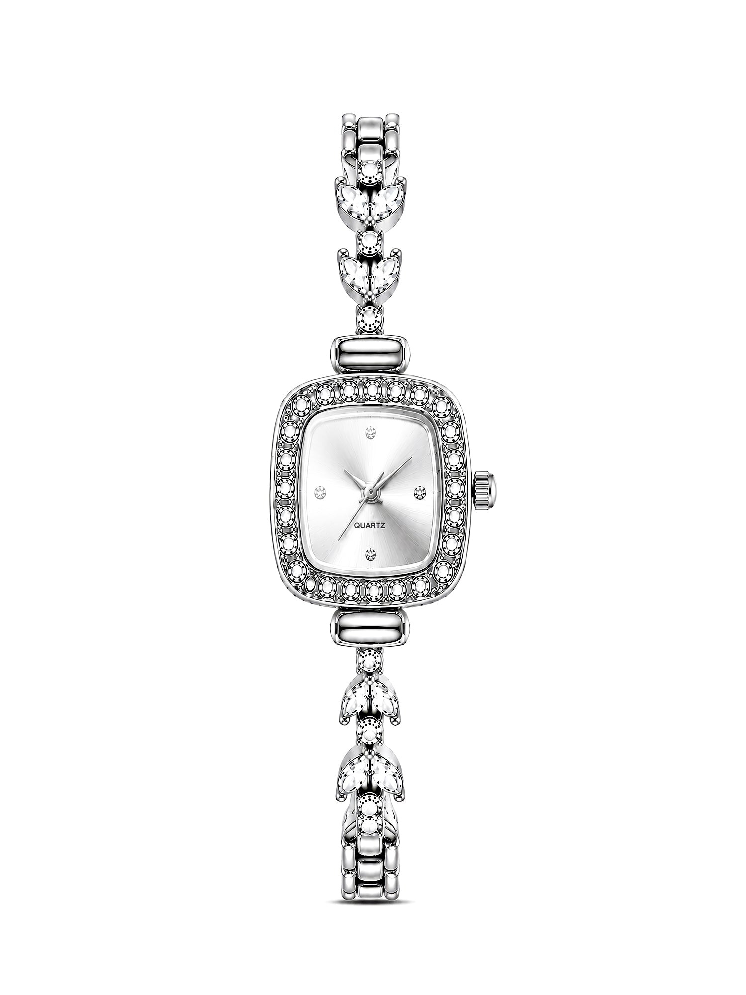 LOOKHAA Women's Silver Square Dial Crystal Bracelet Analog Watch lookhaa