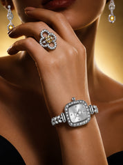 LOOKHAA Women's Silver Square Dial Crystal Bracelet Analog Watch lookhaa