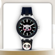 Lookhaa 3D Cute Panda Cartoon Watch with 7 Disco Lights Analog Watch for Boys - Blue lookhaa