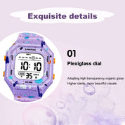 Lookhaa Cartoon Cute Colorful Sport Waterpoof Digital Watch For Kids - Purple