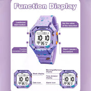 Lookhaa Cartoon Cute Colorful Paint Waterpoof Digital Watch For Kids - Purple