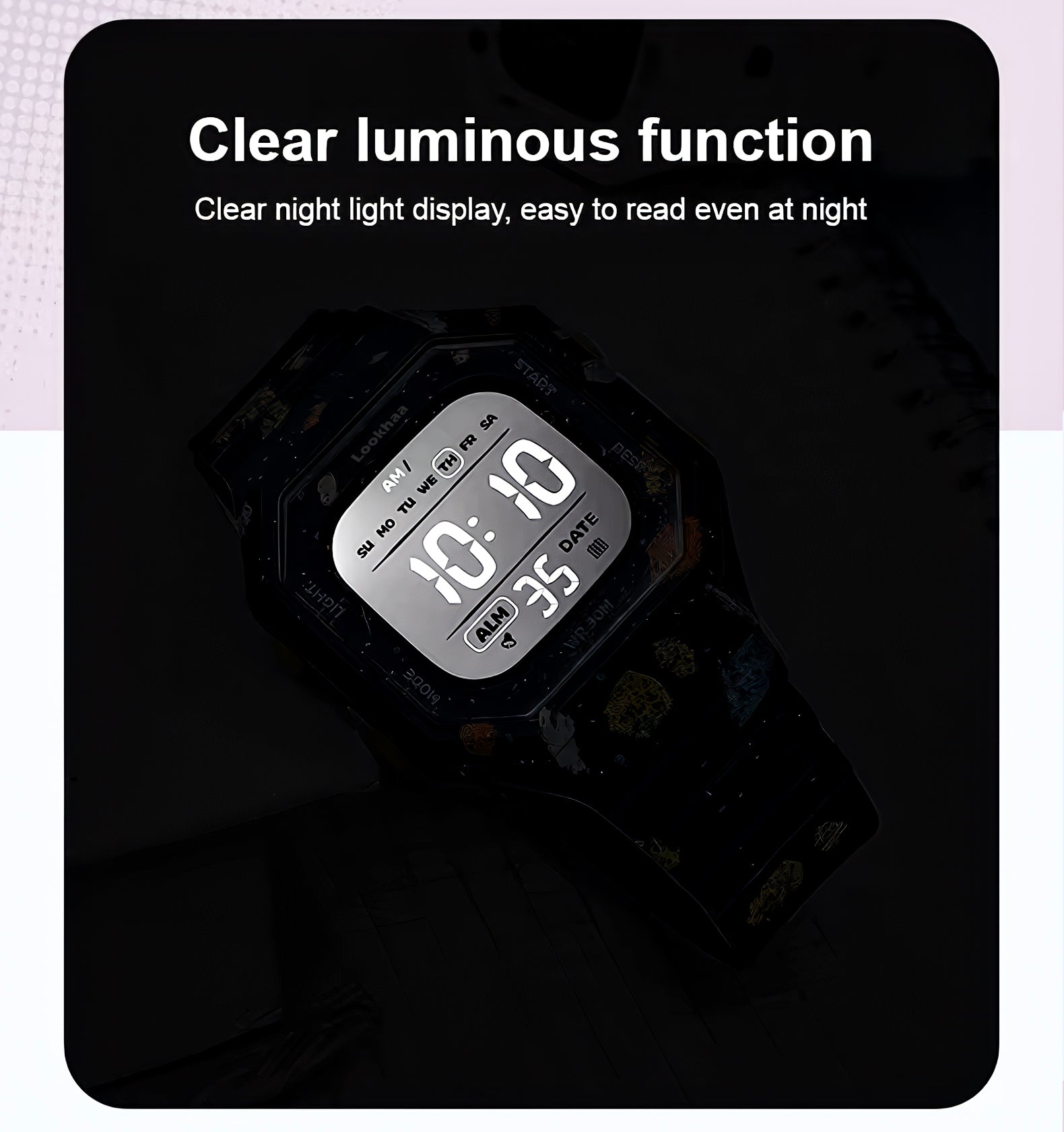 Lookhaa Cartoon Cute Colorful Paint Waterpoof Digital Watch For Kids - Purple