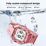 Lookhaa Cartoon Cute Colorful Paint Waterpoof Digital Watch For Kids - Pink
