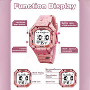 Lookhaa Cartoon Cute Colorful Paint Waterpoof Digital Watch For Kids - Pink