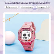 Lookhaa Cartoon Cute Colorful Paint Waterpoof Digital Watch For Kids - Pink