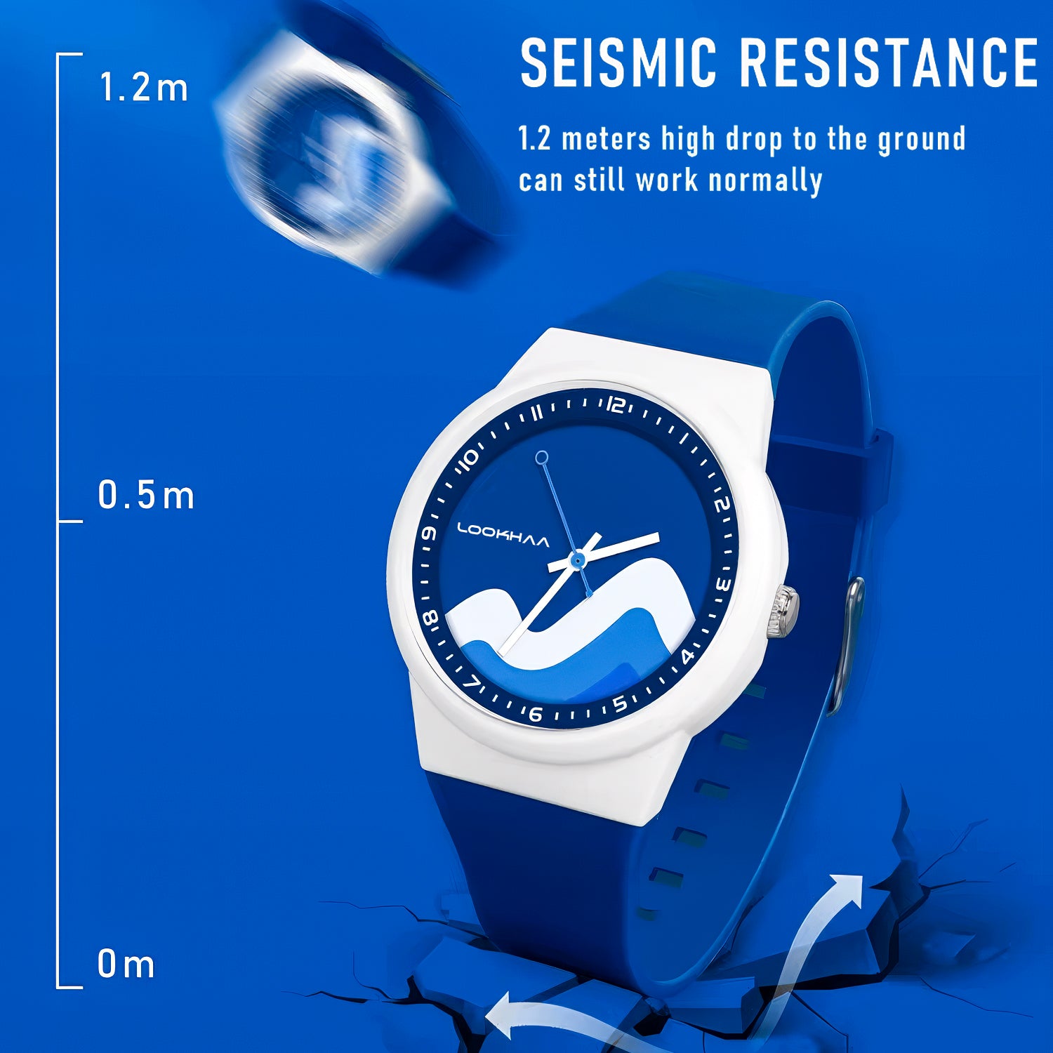 Lookhaa Analog Dial Layers Design Waterproof Wristwatch for Boys  - Blue