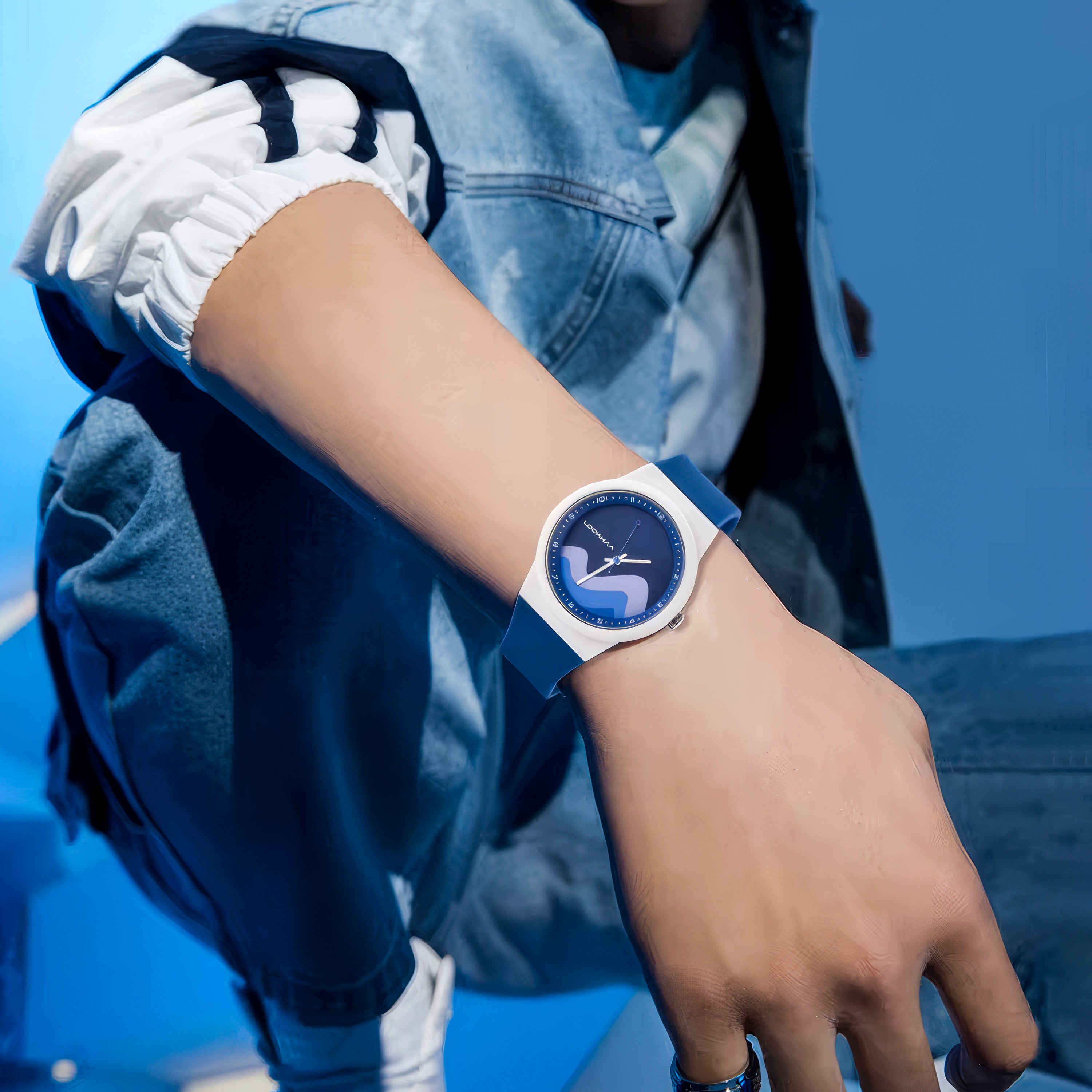 Lookhaa Analog Dial Layers Design Waterproof Wristwatch for Boys  - Blue