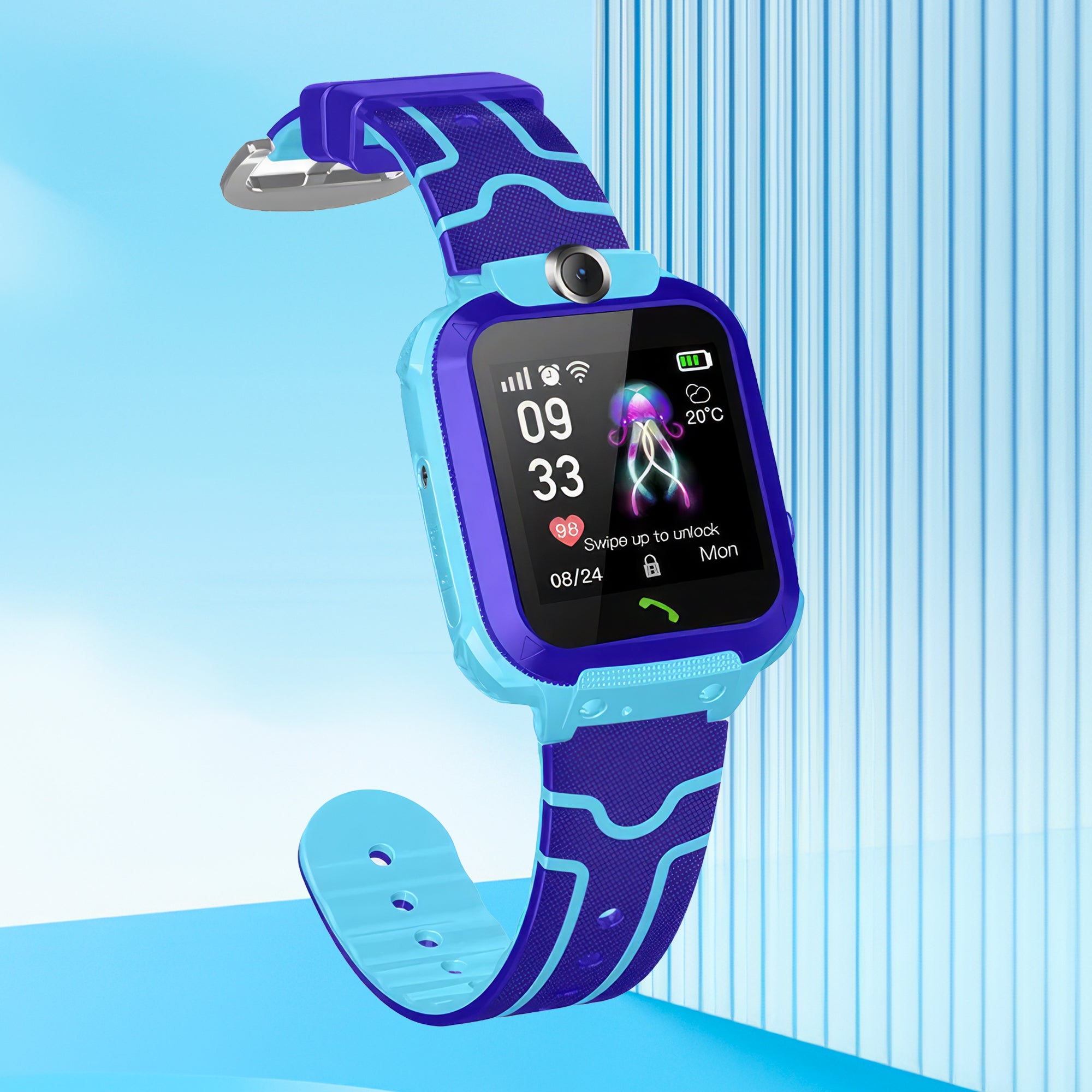 Lookhaa Kids Smart Calling Watch Daily Life Waterproof Smart Watch With SIM Card Flashlight camera SOS Smart For Boys (Blue)