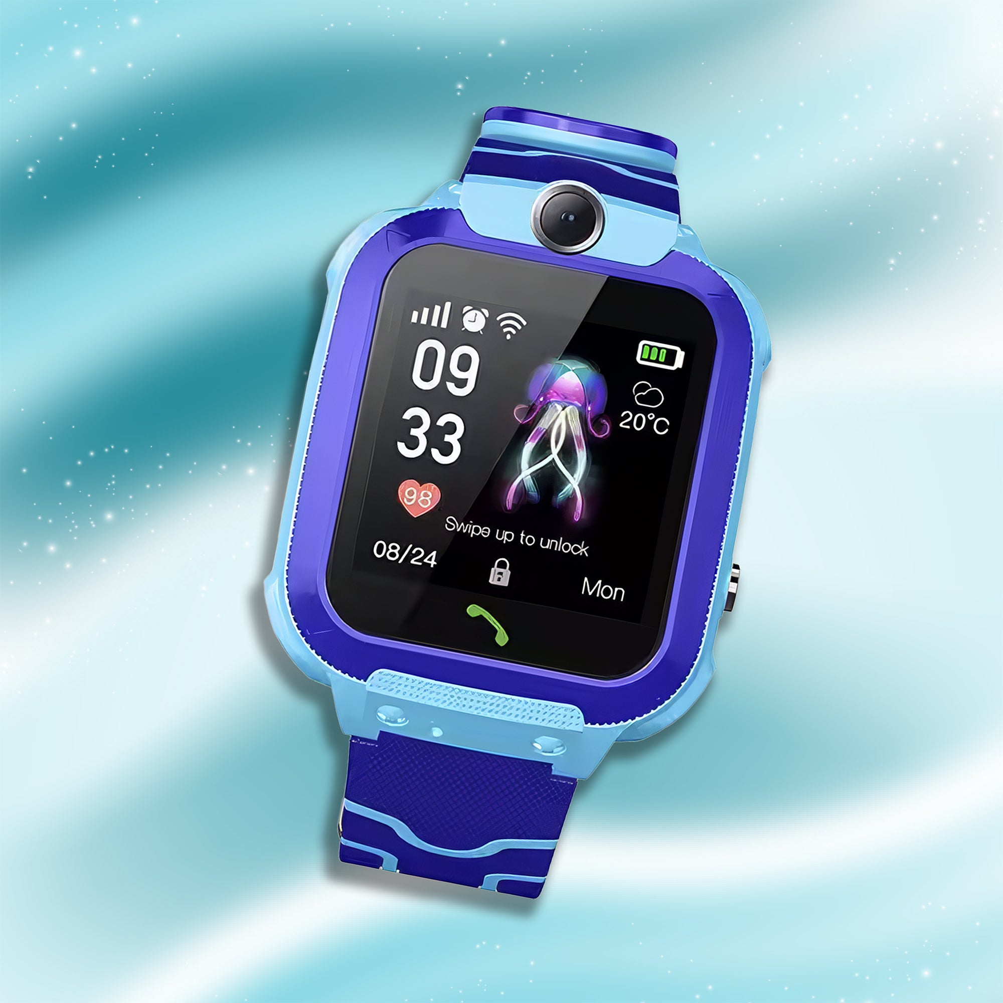 Lookhaa Kids Smart Calling Watch Daily Life Waterproof Smart Watch With SIM Card Flashlight camera SOS Smart For Boys (Blue)