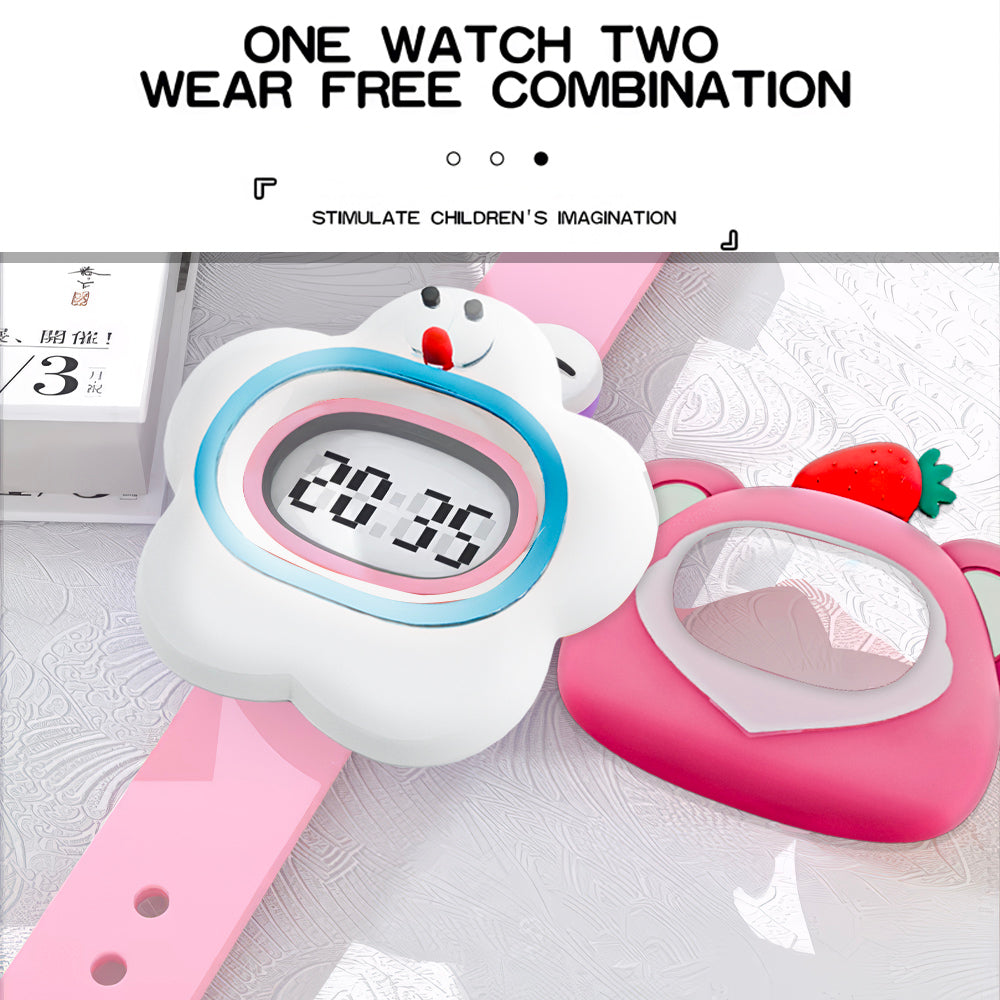 Lookhaa Kids Stylish 3D Cartoon Multi-Frame Digital Watch – Fun & Trendy for Children (Pink)