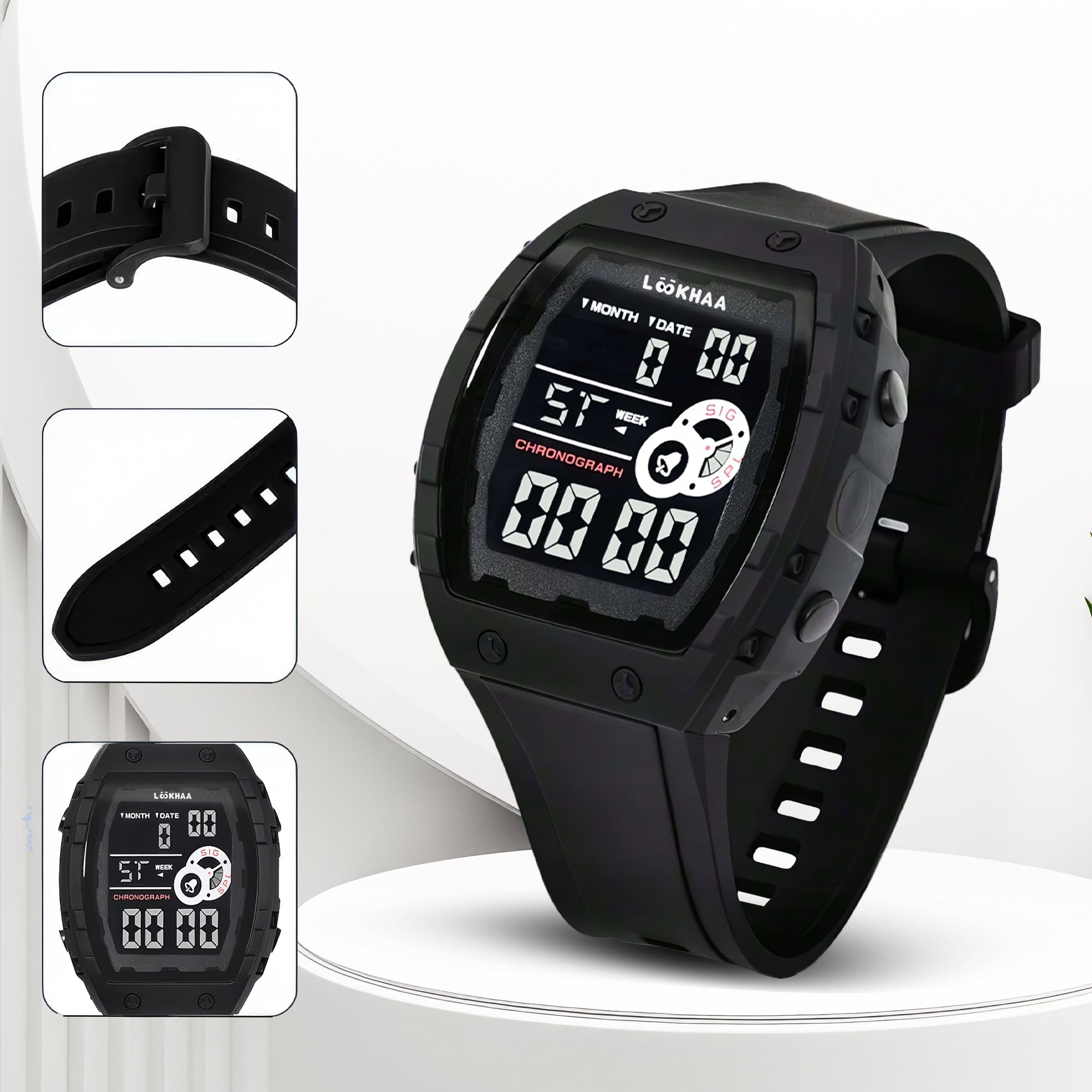 Lookhaa Kids Digital Multi Functional Watch Outdoor Waterproof Date Luminous LED Digital Watch - Black lookhaa
