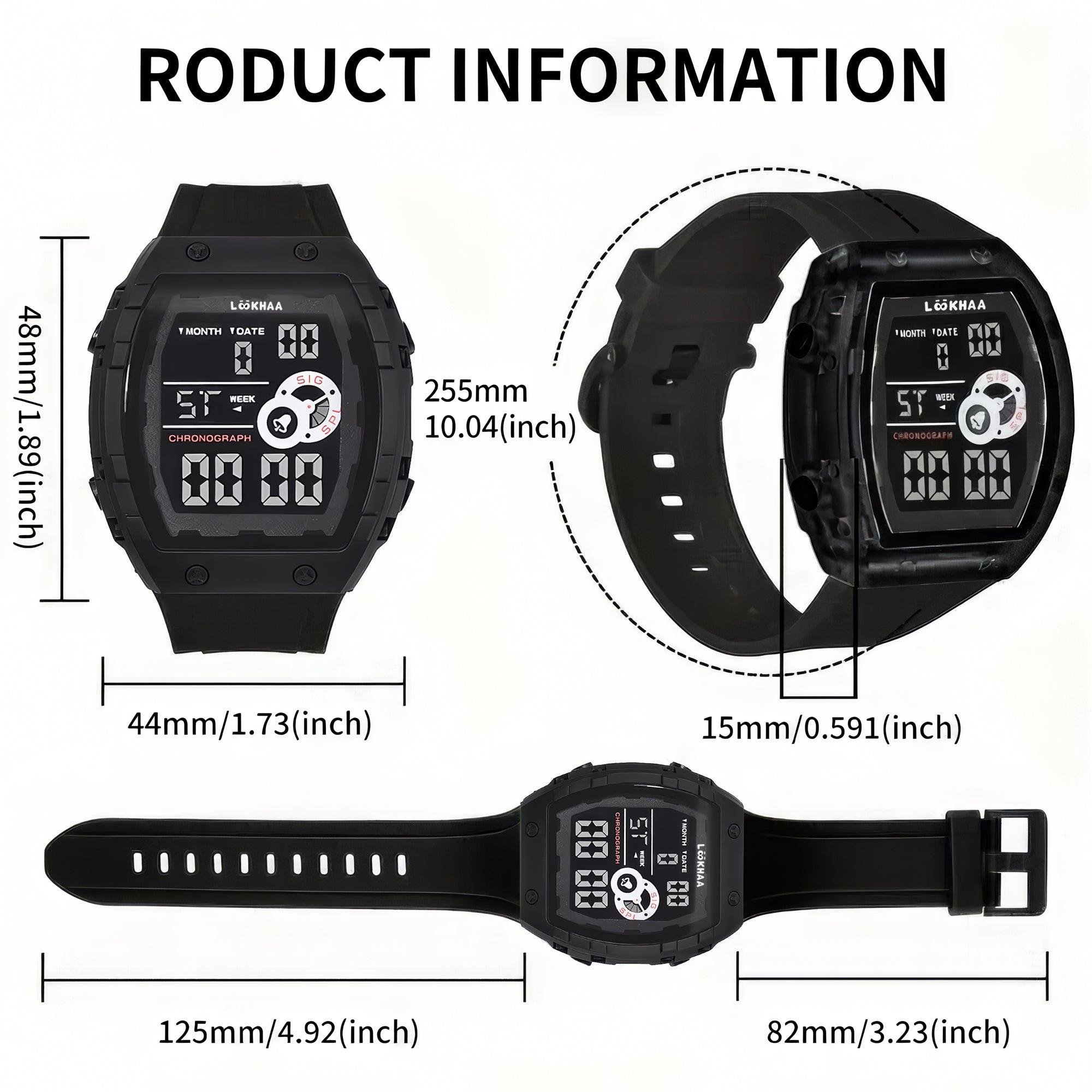 Lookhaa Kids Digital Multi Functional Watch Outdoor Waterproof Date Luminous LED Digital Watch - Black lookhaa