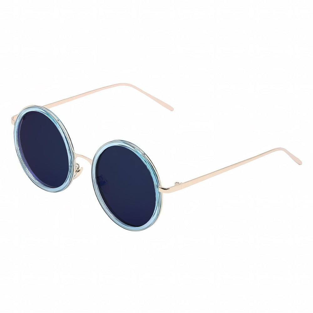 Lookhaa Round Sunglasses With UV Protected Lens - Blue & Gold