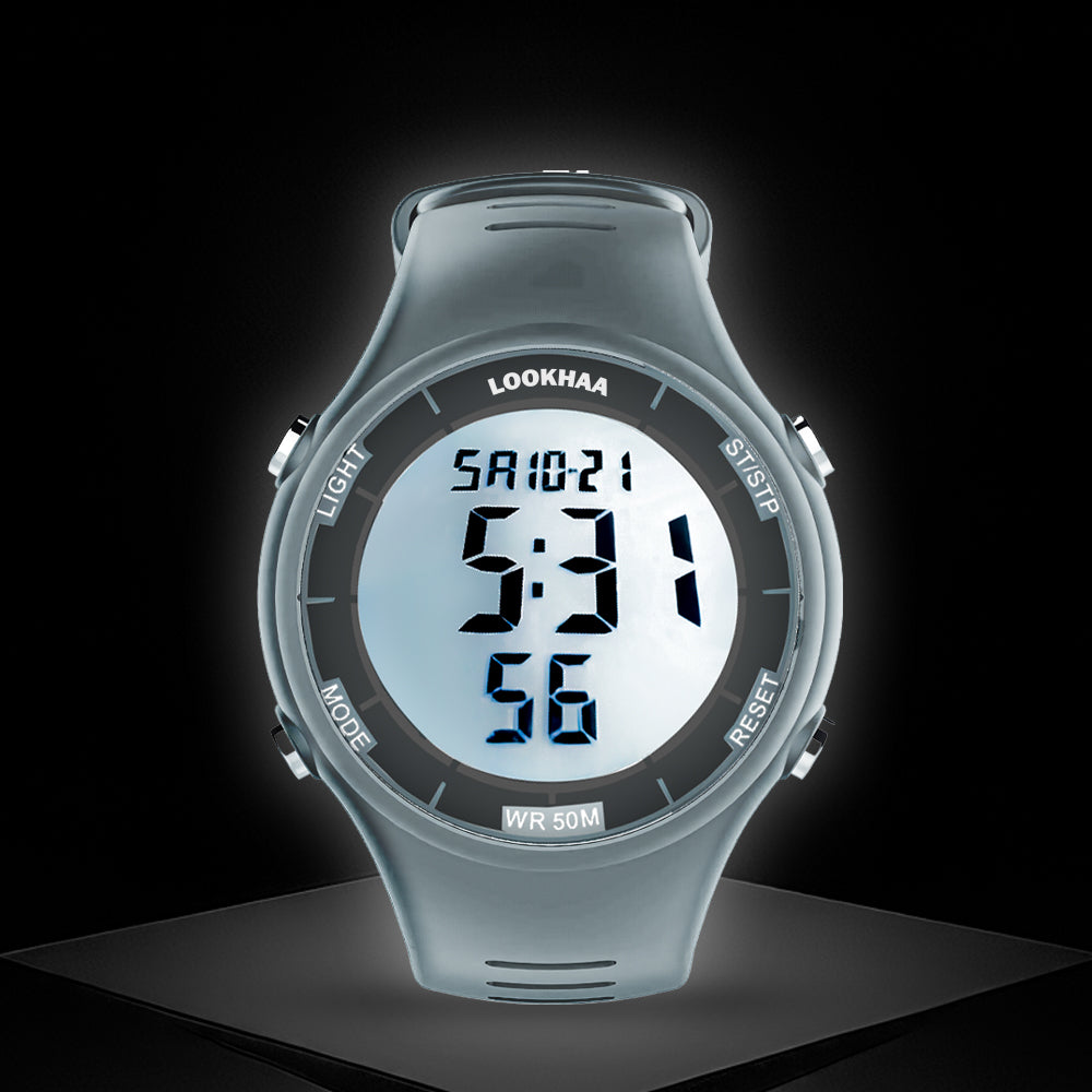 Lookhaa Sports Watch Multi functional Big Screen Watch For Kids Digital Sports Luminous Chronograph Day Date Alarm Stopwatch Casual Sports Wrist Watch For Boy - Grey lookhaa