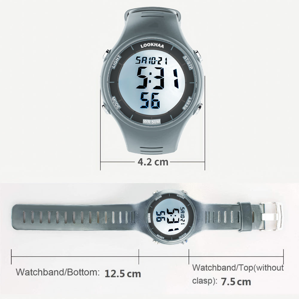 Lookhaa Sports Watch Multi functional Big Screen Watch For Kids Digital Sports Luminous Chronograph Day Date Alarm Stopwatch Casual Sports Wrist Watch For Boy - Grey lookhaa