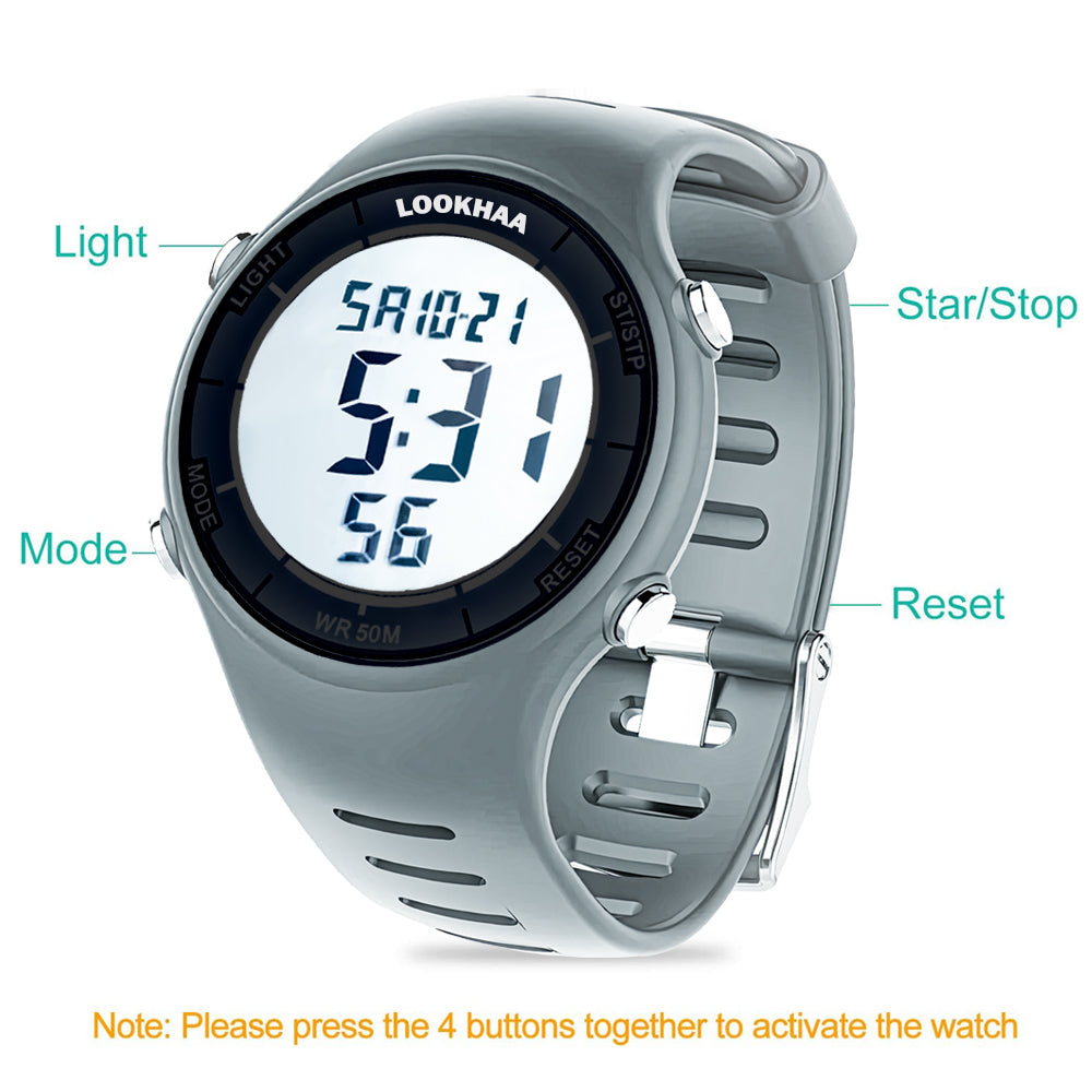 Lookhaa Sports Watch Multi functional Big Screen Watch For Kids Digital Sports Luminous Chronograph Day Date Alarm Stopwatch Casual Sports Wrist Watch For Boy - Grey lookhaa