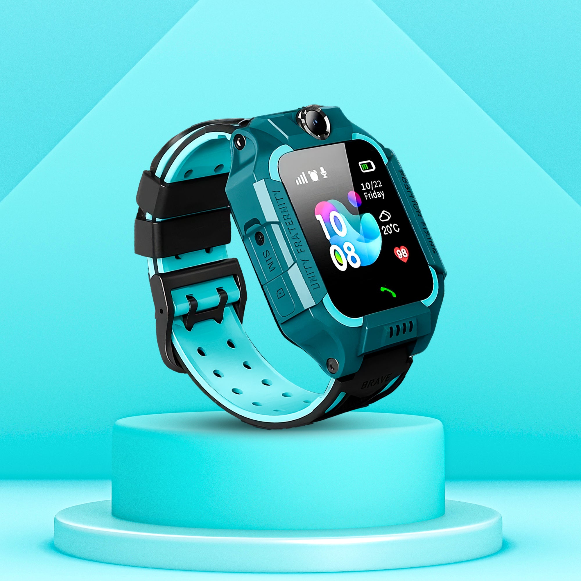 Lookhaa Kids Calling SOS LBS Location Tracking Smart Watch with HD Camera for Boys and Girls - Green