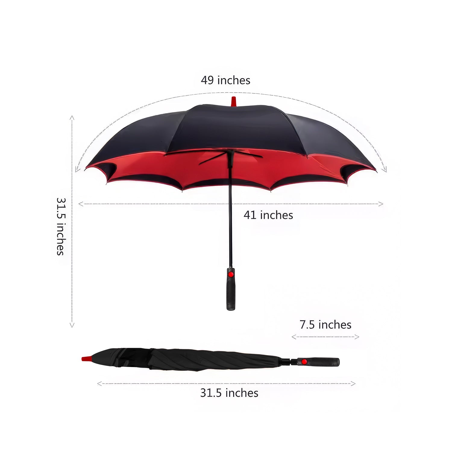 Lookhaa Inverted Double Layer Stylish Windproof Umbrella for Men & Women, UV-Resistant Umbrella (Black, Red) lookhaa