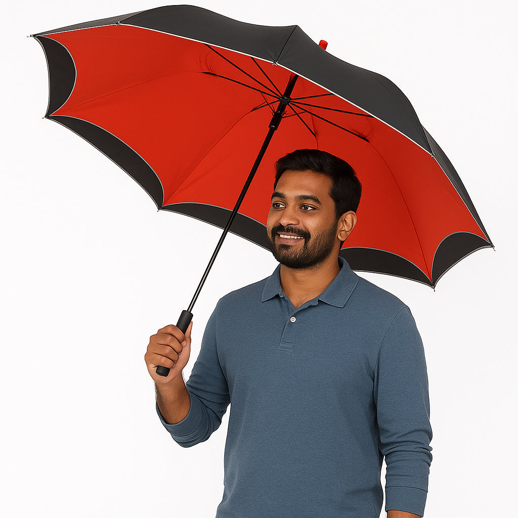 Lookhaa Inverted Double Layer Stylish Windproof Umbrella for Men & Women, UV-Resistant Umbrella (Black, Red) lookhaa