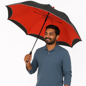 Lookhaa Inverted Double Layer Stylish Windproof Umbrella for Men & Women, UV-Resistant Umbrella (Black, Red) lookhaa