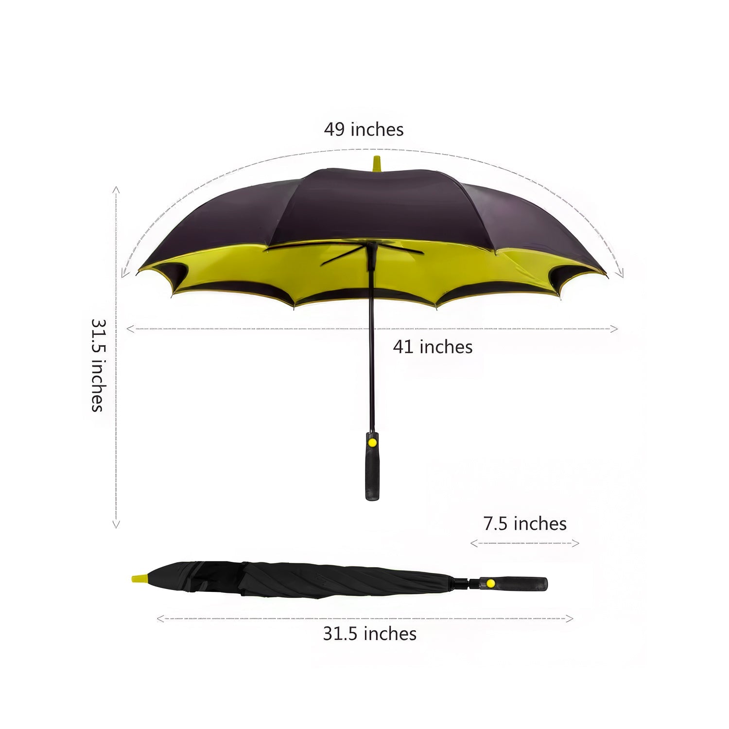 Lookhaa Inverted Double Layer Stylish Windproof Umbrella for Men & Women, UV-Resistant Umbrella (Black, Yellow) lookhaa