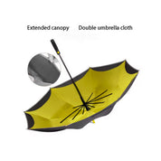 Lookhaa Inverted Double Layer Stylish Windproof Umbrella for Men & Women, UV-Resistant Umbrella (Black, Yellow) lookhaa