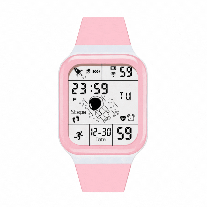 Lookhaa Unisex Digital Sports Watch with Luminous Display Waterproof  WristWatch For Kids - Pink lookhaa