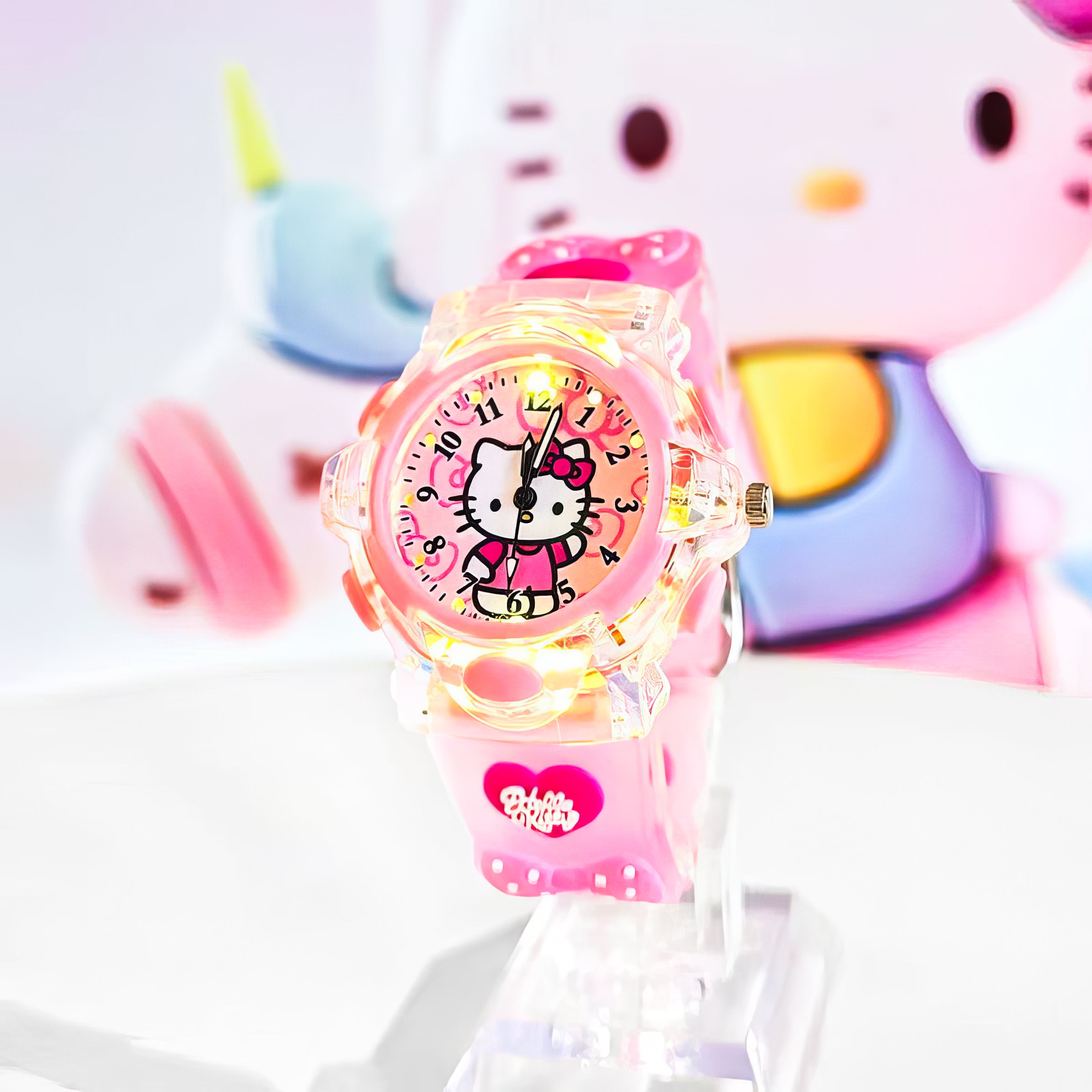 Lookhaa Cartoon Analog Light Watch for Kids Boys & Girls - Pink