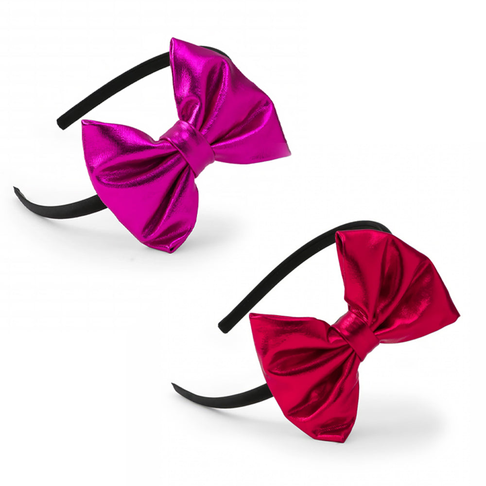 lookhaa Bow Multicolor Baby Headband with Big Bow for Princess Girls and Kids (Set Of 2)