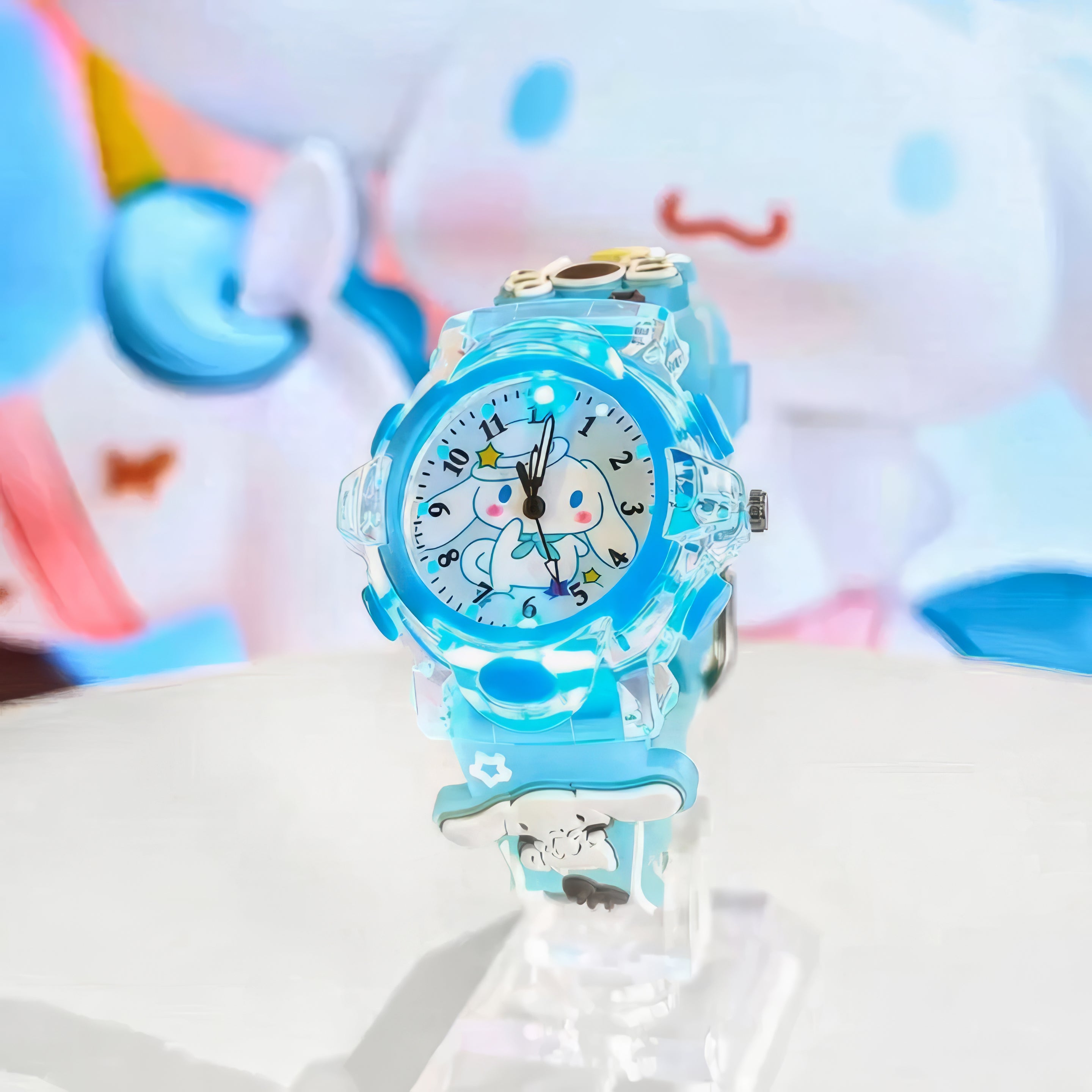 Unicorn & Bunny Cartoon Analog Light Watch Combo - Blue & Perple (Combo)