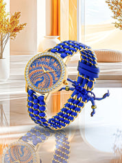 LOOKHAA Women’s Premium Analog Watch with Gold Case with Blue Luxury Strap